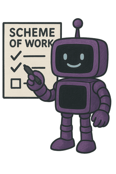 A friendly purple robot generating a lesson series with Kobbl on screen.